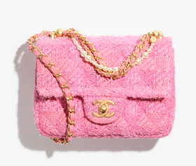 CHANEL MINI FLAP BAG Cotton Tweed AS4385 pink CHANEL MINI FLAP BAG Cotton Tweed AS4385 pink