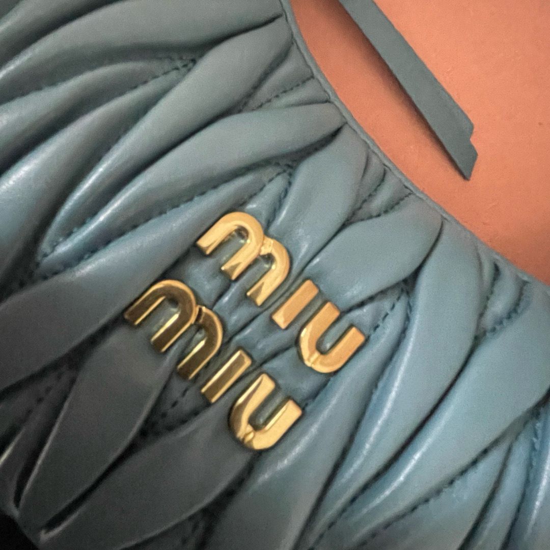 Miu Miu Wander Matelasse Original Sheepskin Bag 5BC125 Blue Miu Miu Wander Matelasse Original Sheepskin Bag 5BC125 Blue