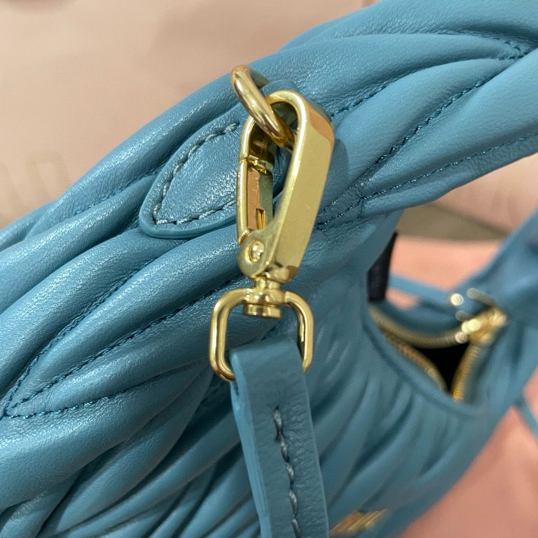 Miu Miu Wander Matelasse Original Sheepskin Bag 5BC125 Blue Miu Miu Wander Matelasse Original Sheepskin Bag 5BC125 Blue