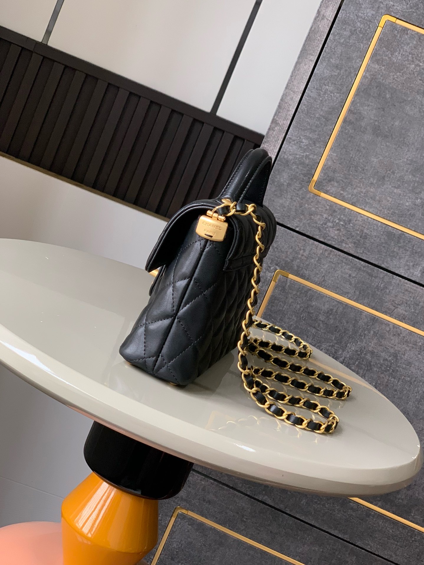 Chanel SMALL FLAP BAG WITH TOP HANDLE AS5355 BLACK