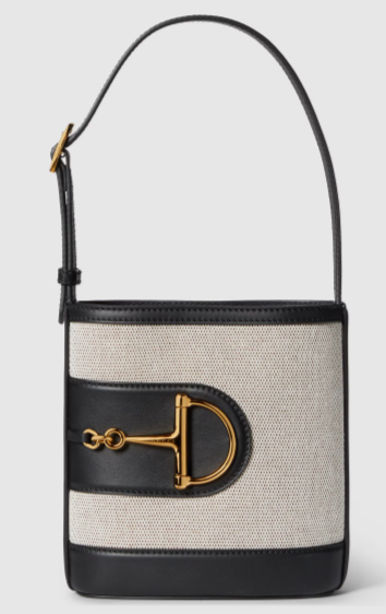 GUCCI 73 MINI BUCKET BAG Natural canvas 833665 Black