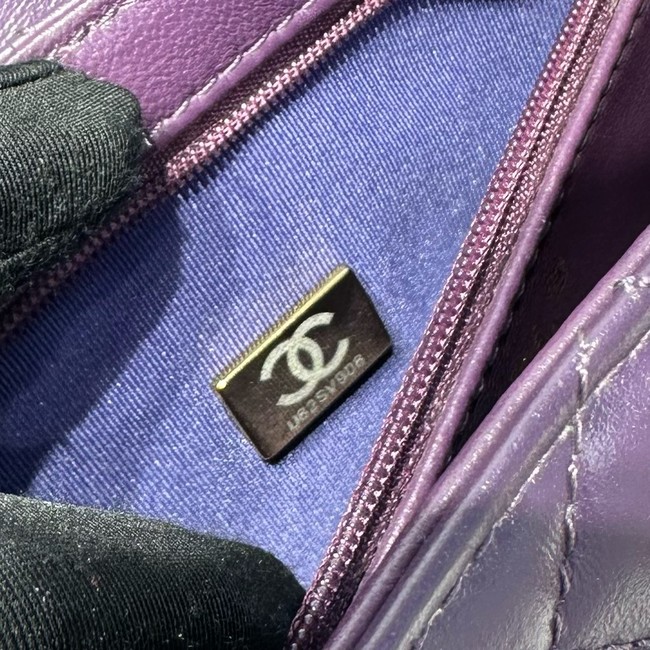 Chanel 23k Vintage Kelly Original Leather Top Handle Bag AS4416 Eggplant