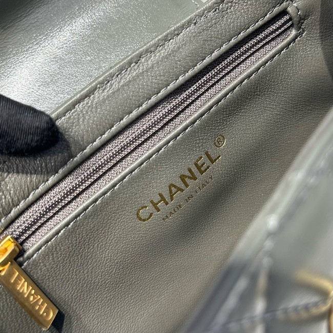 Chanel 23k Vintage Kelly Original Leather Top Handle Bag AS4416 dark gray