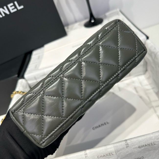 Chanel 23k Vintage Kelly Original Leather Top Handle Bag AS4416 dark gray