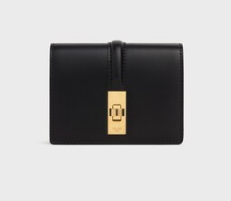 Celine CARD HOLDER WITH FLAP 16 IN SATINATED CALFSKIN 10M473 black