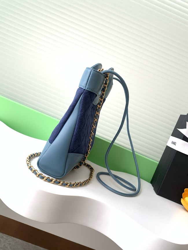 CHANEL 31 MINI SHOPPING BAG Suede Calfskin AS4133 dark blue