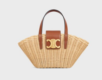 Celine TEEN COUFFIN IN WICKER AND NATURAL CALFSKIN 116572 NATURAL & TAN