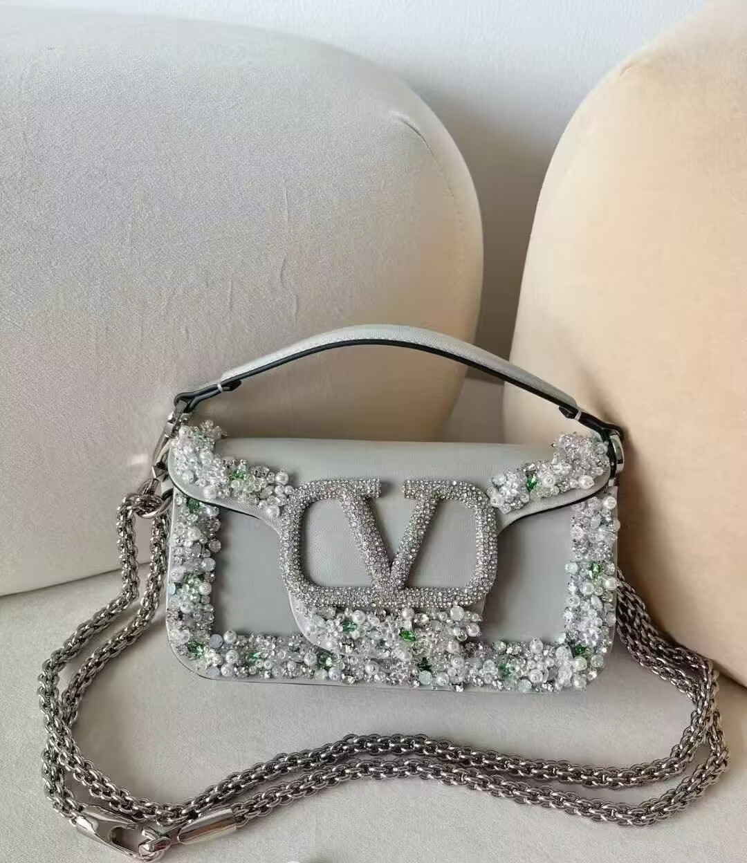 VALENTINO LOCO Small handbag in laminated calfskin WB0K53 sky blue VALENTINO LOCO Small handbag in laminated calfskin WB0K53 sky blue