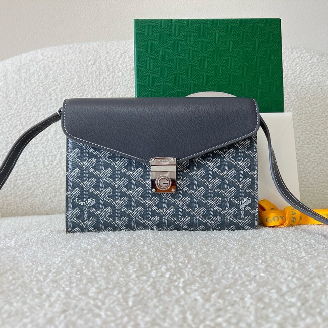 Goyard Calfskin Leather Shoulder Bag 55698 dark blue