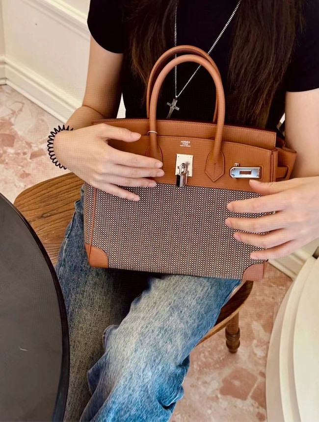 Hermes Birkin Bag togo Leather&Canvas 77886-4