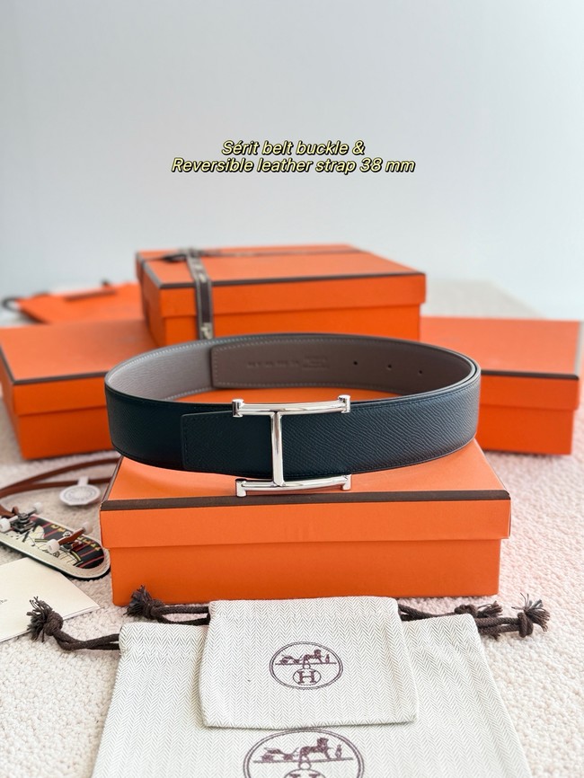 Hermes Epsom calfskin double-sided leather belt 66013