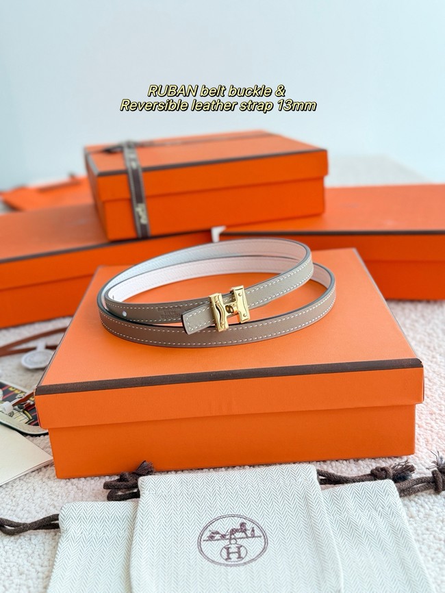 Hermes Swift & Epsom calfskin double-sided leather belt 66022