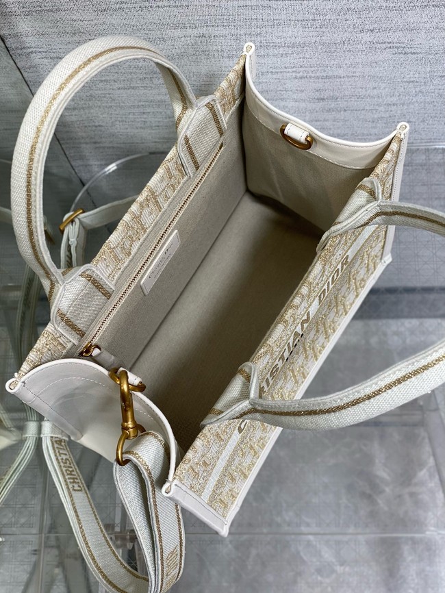 Small Dior Book Tote Dior Oblique Embroidery and Calfskin M1325CZ-2