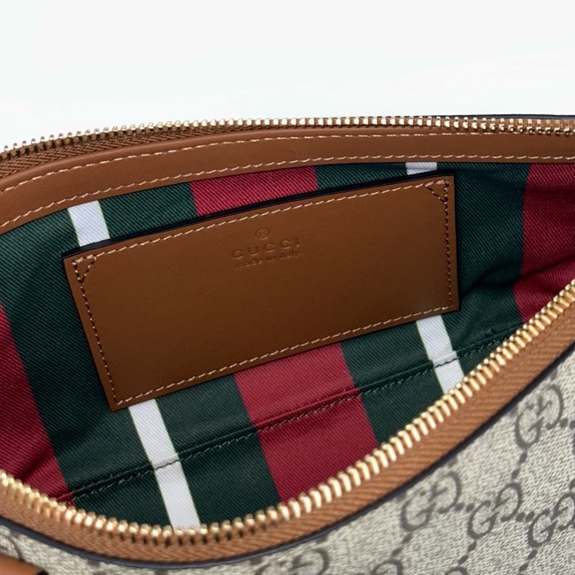 Gucci GG Emblem small shoulder bag 847281 beige and dark brown fabric