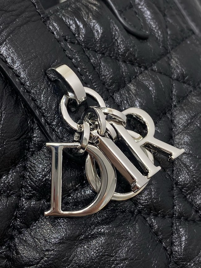 Dior Toujours Vertical Nano Tote Bag Macrocannage Calfskin S6100 black & Silver