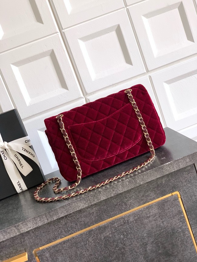 CHANEL Classic 11.12 Handbag velvet A01112 red