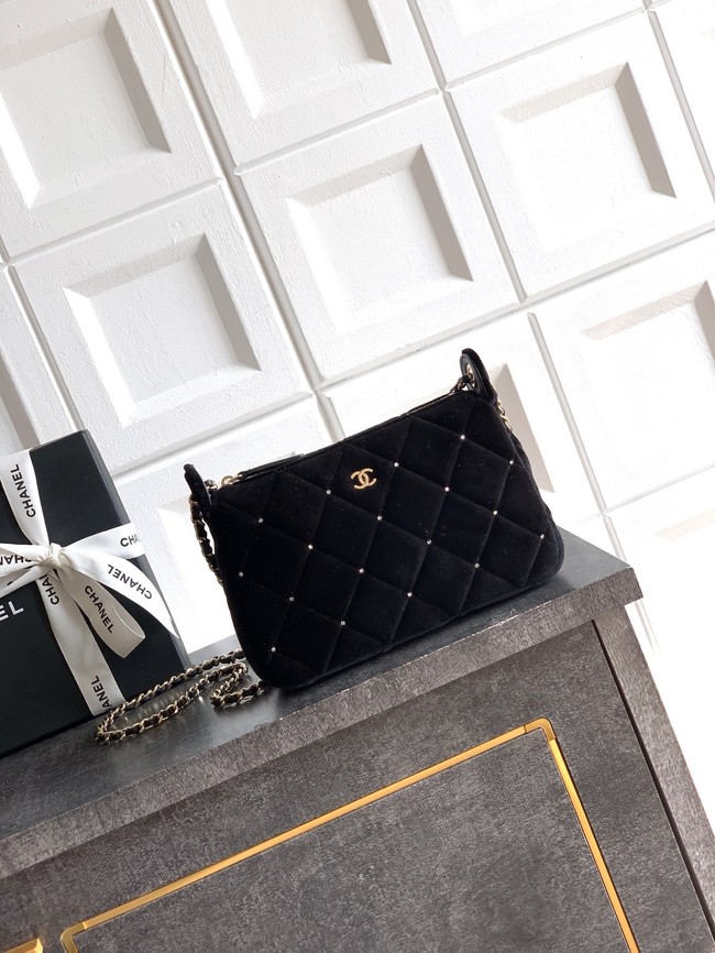 CHANEL velvet Shoulder Bags AP4861 black