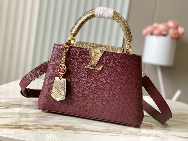 Louis Vuitton Capucines BB M89369 Grenat Red&gold Snake skin