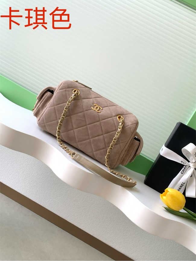 Chanel velvet Bowling Bag AS5791 Khaki