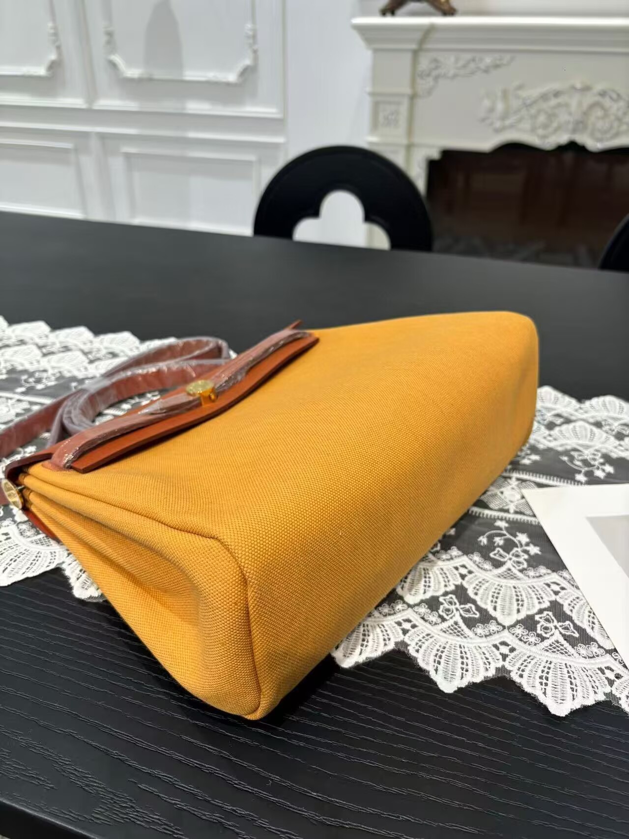 Hermes Herbag 31CM Original Canvas Leather & Calfskin 45987 Brown