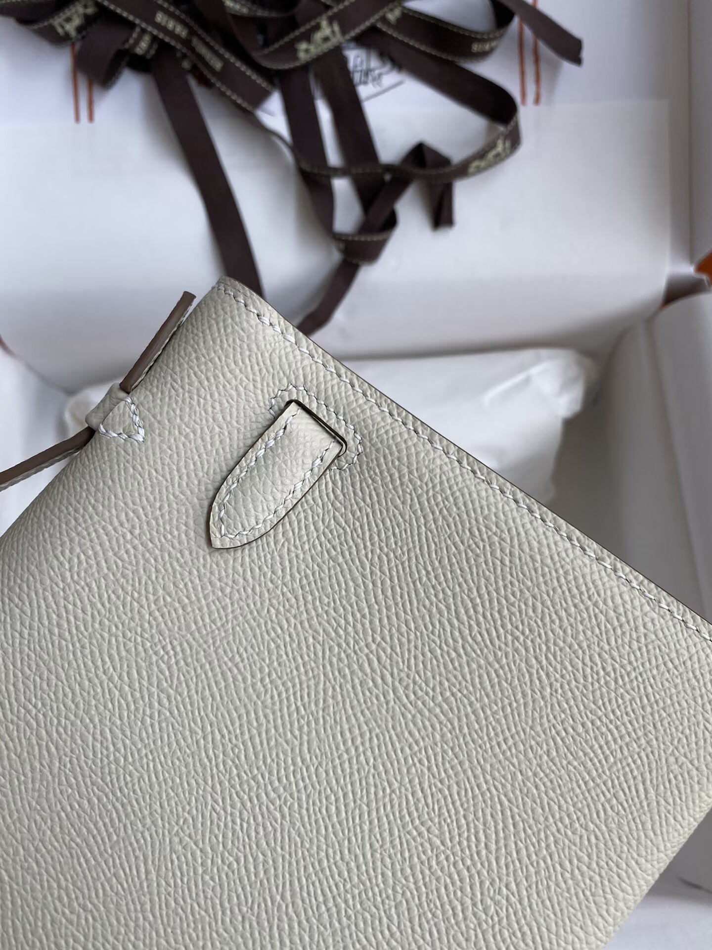 Hermes Kelly 22CM Tote Bag Original Epsom Leather KL22 Off-White Silver-Tone Hermes Kelly 22CM Tote Bag Original Epsom Leather KL22 Off-White Silver-Tone