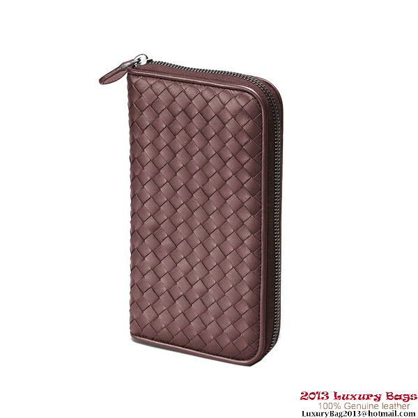 Bottega Veneta 114076 V001N 2201 Intrecciato Nappa Zip Around Wallet Maroon