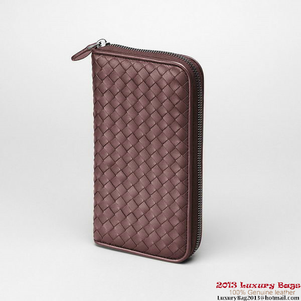 Bottega Veneta 114076 V001N 2201 Intrecciato Nappa Zip Around Wallet Maroon Bottega Veneta 114076 V001N 2201 Intrecciato Nappa Zip Around Wallet Maroon