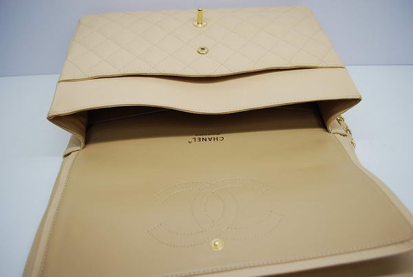Chanel Maxi Double Flaps Bag A36098 Apricot Original Caviar Leather Gold