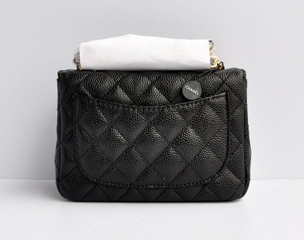 Chanel Classic Black Caviar Golden Chain Quilted Flap Bag