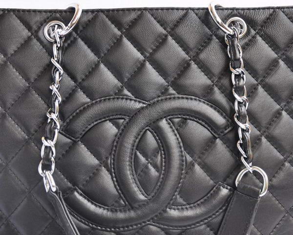Cheap Chanel Classic CC Shopping Bag A20995 Black Lambskin Silver Cheap Chanel Classic CC Shopping Bag A20995 Black Lambskin Silver
