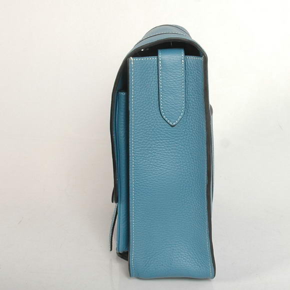 Hermes Steve 35CM Messenger Bag Clemence Leather Blue Hermes Steve 35CM Messenger Bag Clemence Leather Blue