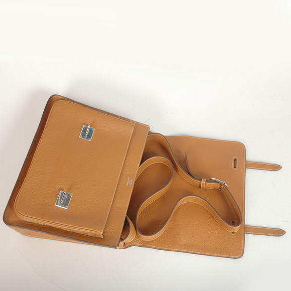 Hermes Steve 35CM Messenger Bag Clemence Leather Camel Hermes Steve 35CM Messenger Bag Clemence Leather Camel