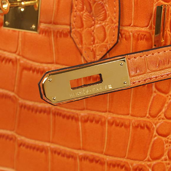 Hermes Birkin 35CM Tote Bags Crocodile Togo Leather Orange Golden Hermes Birkin 35CM Tote Bags Crocodile Togo Leather Orange Golden