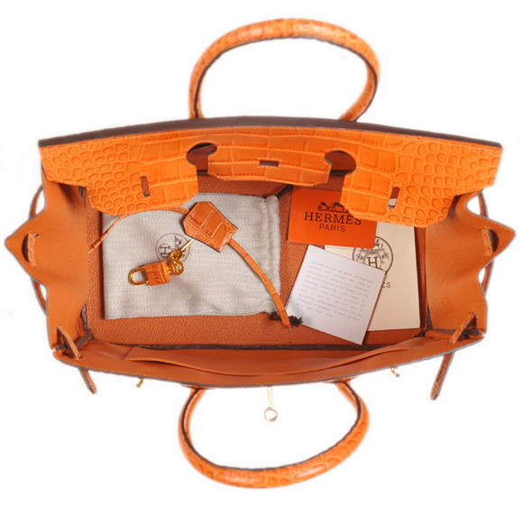 Hermes Birkin 35CM Tote Bags Crocodile Togo Leather Orange Golden Hermes Birkin 35CM Tote Bags Crocodile Togo Leather Orange Golden