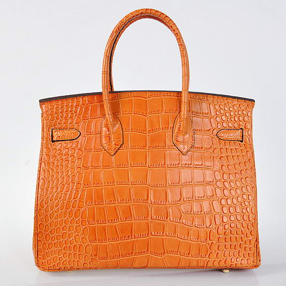 Hermes Birkin 35CM Tote Bags Crocodile Togo Leather Orange Golden Hermes Birkin 35CM Tote Bags Crocodile Togo Leather Orange Golden