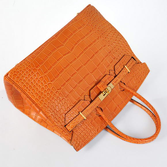 Hermes Birkin 35CM Tote Bags Crocodile Togo Leather Orange Golden Hermes Birkin 35CM Tote Bags Crocodile Togo Leather Orange Golden