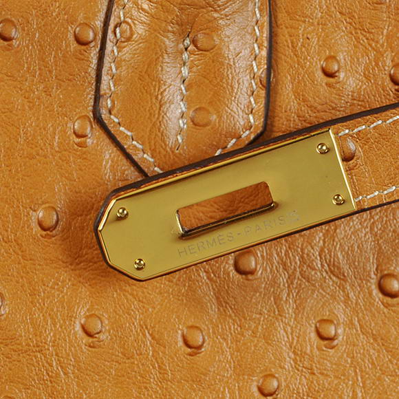 Hermes Birkin 35CM Tote Bags Ostrich Togo Leather Ocher Golden Hermes Birkin 35CM Tote Bags Ostrich Togo Leather Ocher Golden
