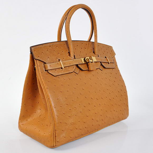 Hermes Birkin 35CM Tote Bags Ostrich Togo Leather Ocher Golden Hermes Birkin 35CM Tote Bags Ostrich Togo Leather Ocher Golden