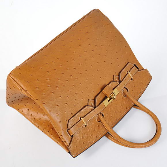 Hermes Birkin 35CM Tote Bags Ostrich Togo Leather Ocher Golden Hermes Birkin 35CM Tote Bags Ostrich Togo Leather Ocher Golden