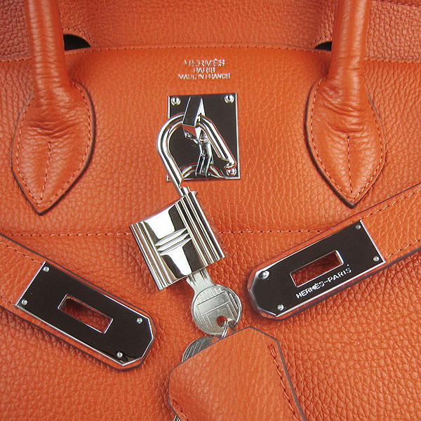Hermes Birkin 6109 Togo Leather Bag Orange 42cm Silver Hermes Birkin 6109 Togo Leather Bag Orange 42cm Silver