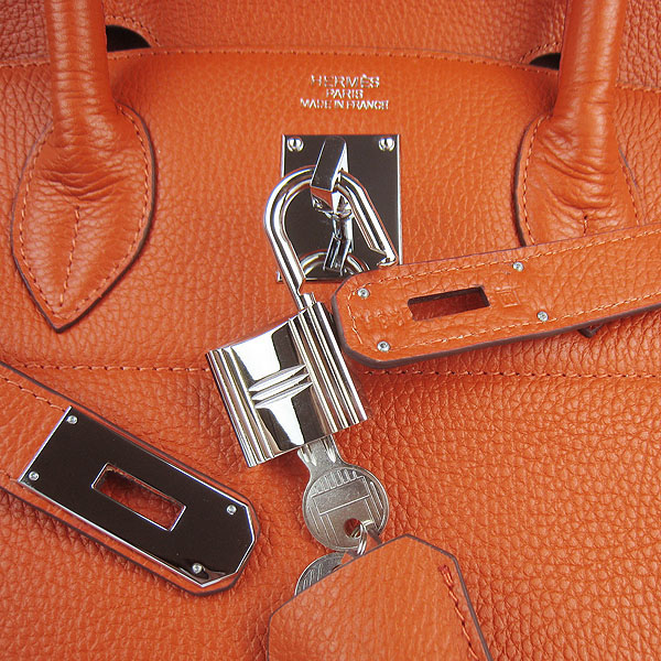 Hermes Birkin 6109 Togo Leather Bag Orange 42cm Silver Hermes Birkin 6109 Togo Leather Bag Orange 42cm Silver
