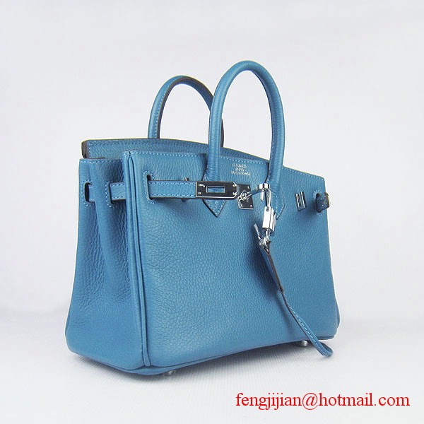 Hermes Birkin 25cm Togo Leather Bag 6068 Blue Silver Palladium hardware Hermes Birkin 25cm Togo Leather Bag 6068 Blue Silver Palladium hardware
