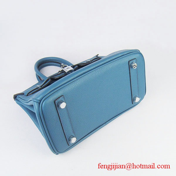 Hermes Birkin 25cm Togo Leather Bag 6068 Blue Silver Palladium hardware Hermes Birkin 25cm Togo Leather Bag 6068 Blue Silver Palladium hardware