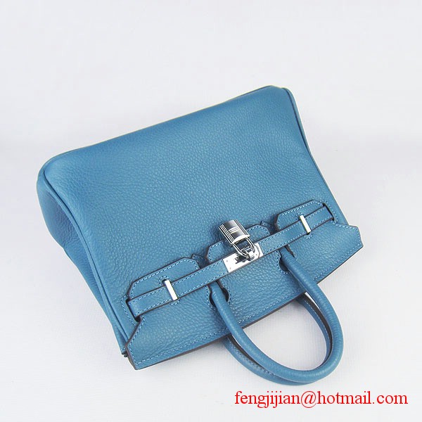 Hermes Birkin 25cm Togo Leather Bag 6068 Blue Silver Palladium hardware Hermes Birkin 25cm Togo Leather Bag 6068 Blue Silver Palladium hardware