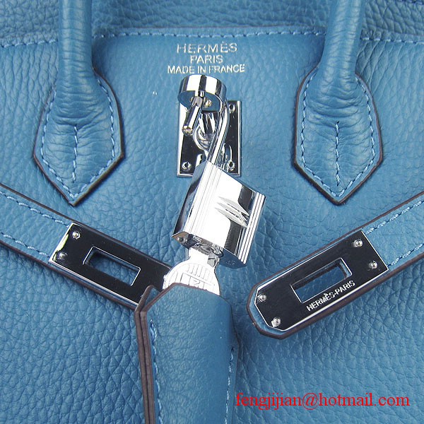 Hermes Birkin 25cm Togo Leather Bag 6068 Blue Silver Palladium hardware Hermes Birkin 25cm Togo Leather Bag 6068 Blue Silver Palladium hardware