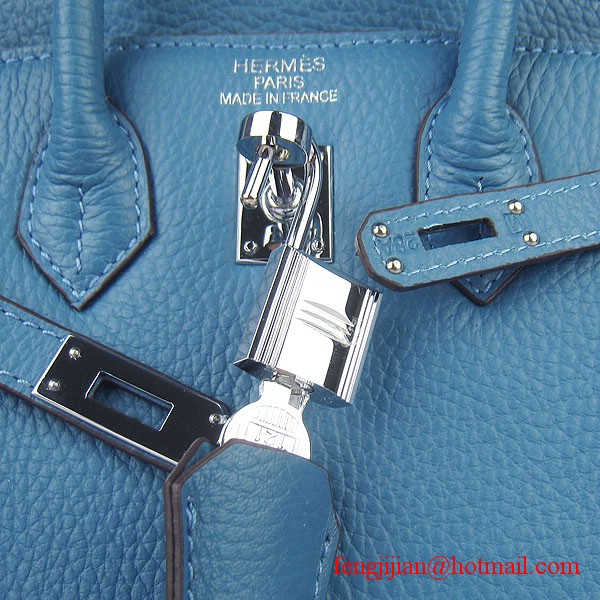 Hermes Birkin 25cm Togo Leather Bag 6068 Blue Silver Palladium hardware Hermes Birkin 25cm Togo Leather Bag 6068 Blue Silver Palladium hardware