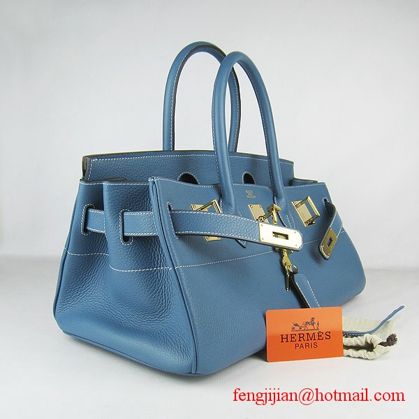 Hermes Birkin 42cm Togo Leather Bag 6109 Blue gold padlock Hermes Birkin 42cm Togo Leather Bag 6109 Blue gold padlock