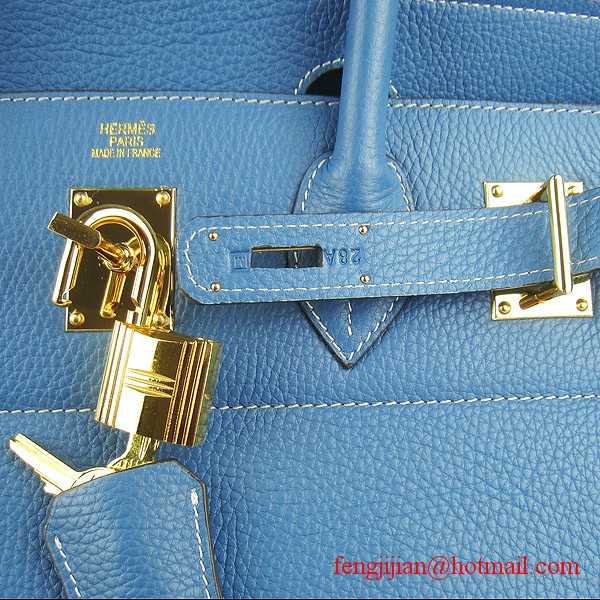Hermes Birkin 42cm Togo Leather Bag 6109 Blue gold padlock Hermes Birkin 42cm Togo Leather Bag 6109 Blue gold padlock
