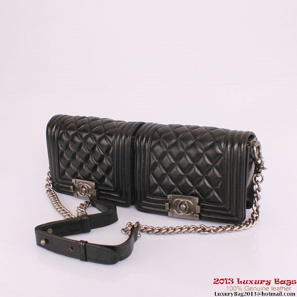 Twin Boy Chanel Flap Shoulder Bag Sheepskin Leather A67078 Black Twin Boy Chanel Flap Shoulder Bag Sheepskin Leather A67078 Black