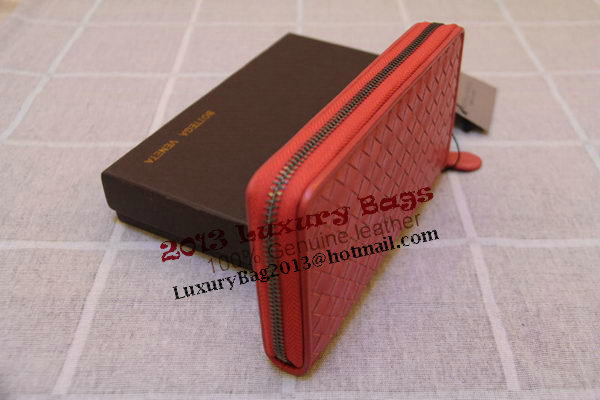 Bottega Veneta Intrecciato Nappa Zip Around Wallet 17004 Light Red Bottega Veneta Intrecciato Nappa Zip Around Wallet 17004 Light Red
